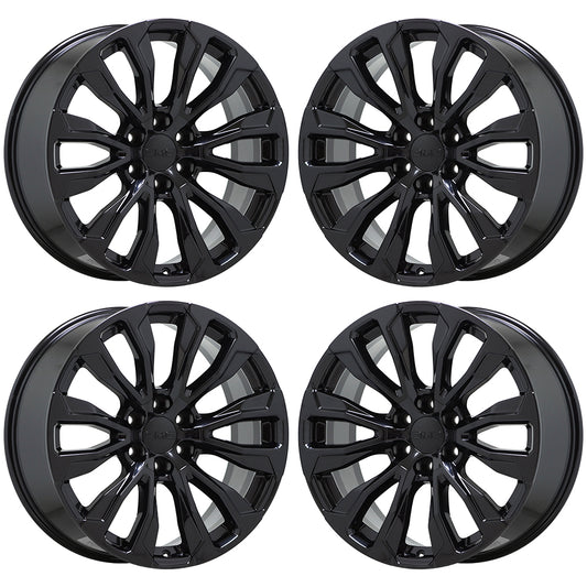 22" GMC Yukon Denali Gloss Black wheels rims Factory OEM set 14025 EXCHANGE