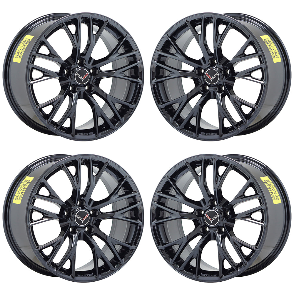 19x10" 20x12" Corvette Z06 C7 Black Chrome wheels OEM set 5734 5740 EXCHANGE
