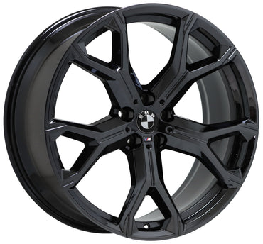 21x9.5 21x10.5 BMW X5 X7 Black Chrome wheels rims Factory OEM set 4 86466 86468