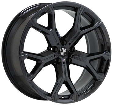 21x9.5 21x10.5 BMW X5 X7 Black Chrome wheels rims Factory OEM set 4 86466 86468