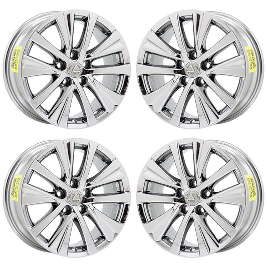 17" Lexus ES350 Bright Chrome wheels rims Factory OEM set 74374