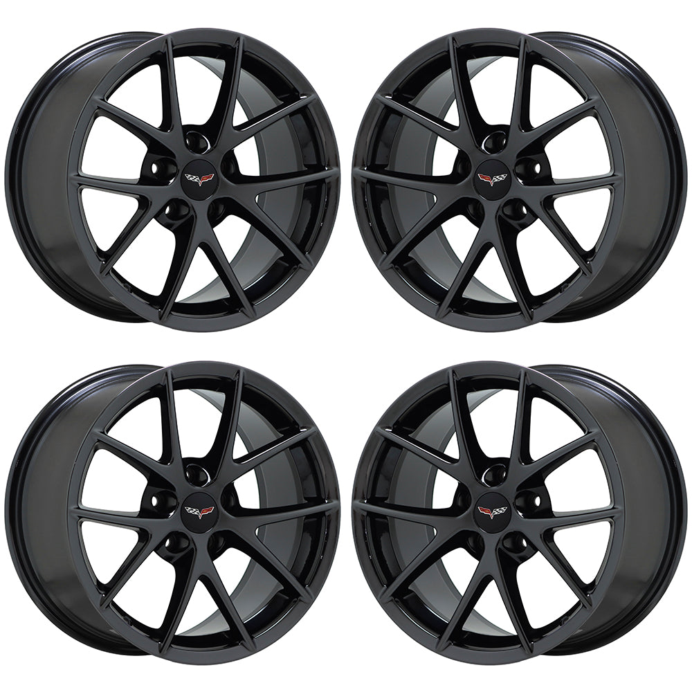 18x9.5 19x12 Corvette Z06 Black Chrome wheels Factory OEM GM 5594 5598 EXCHANGE