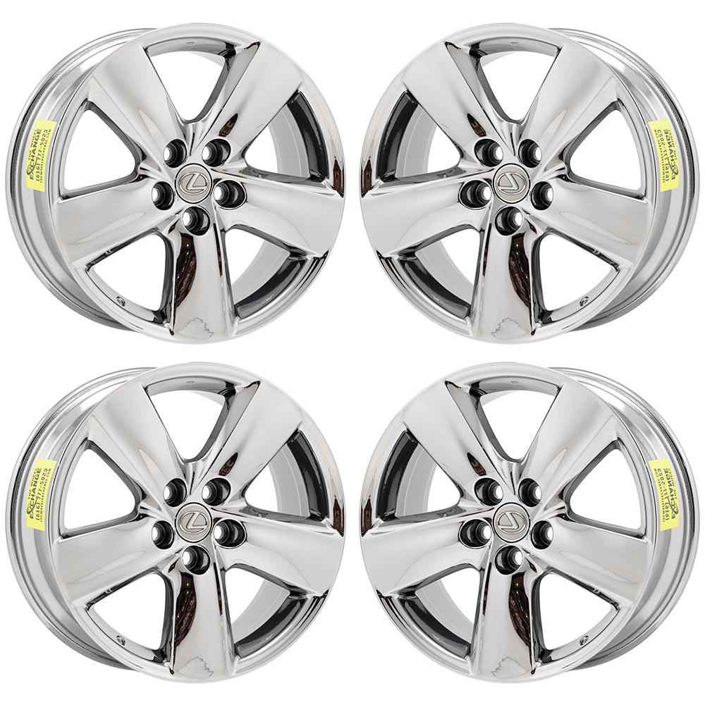 19" Lexus LS460 Bright Chrome wheels rims Factory OEM 74196 set
