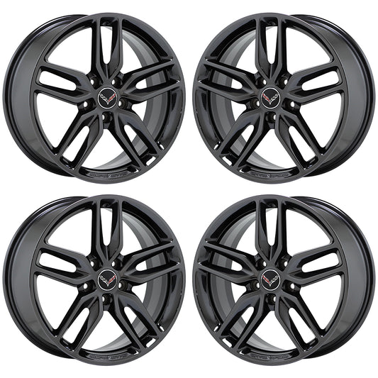 19x8.5 20x10" Corvette C7 Z51 Black Chrome wheels rims Factory OEM set 5635 5641