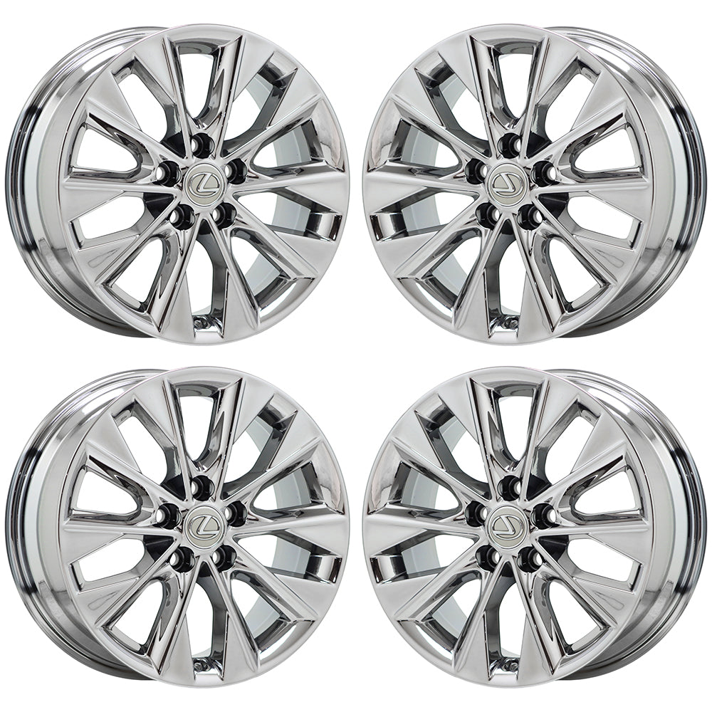 17" Lexus ES300H Bright Chrome Wheels Rims Factory OEM Set 74275 EXCHANGE