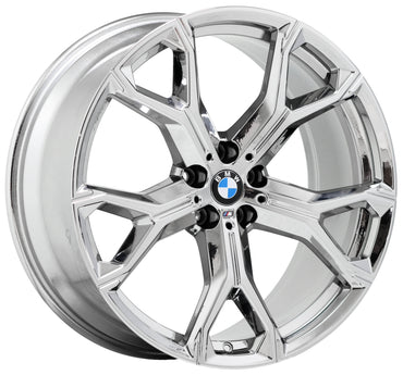 21x9.5 21x10.5 BMW X5 X7 Bright Chrome wheels rims OEM set 2019 2020 86466 86468