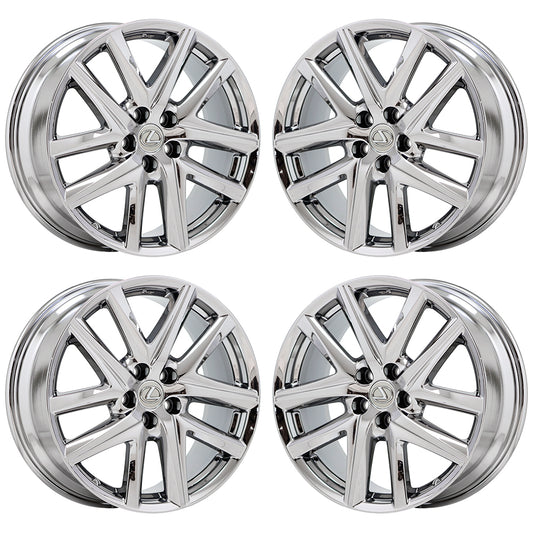 19" Lexus GS 200 300 350 450 F-Sport Bright Chrome wheels OEM set 74347 EXCHANGE