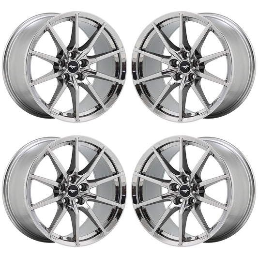 19x10.5 19x11 Ford Mustang GT350 Bright Chrome wheels Factory OEM 10053 10054