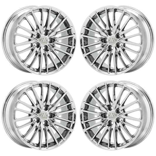 19" Lexus LS460 Bright Chrome Wheels Rims Factory OEM Set 74222 EXCHANGE