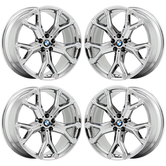 21x9.5 21x10.5 BMW X5 X7 Bright Chrome wheels rims OEM set 2019 2020 86466 86468