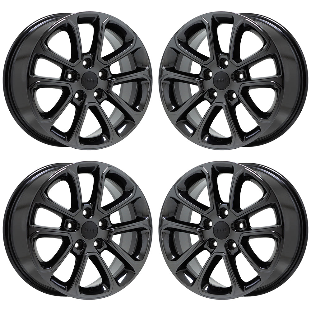 18" Jeep Grand Cherokee Dodge Durango Black Chrome wheels rims OEM set 9136