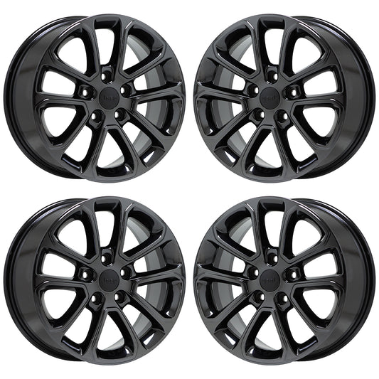18" Jeep Grand Cherokee Dodge Durango Black Chrome wheels rims OEM set 9136