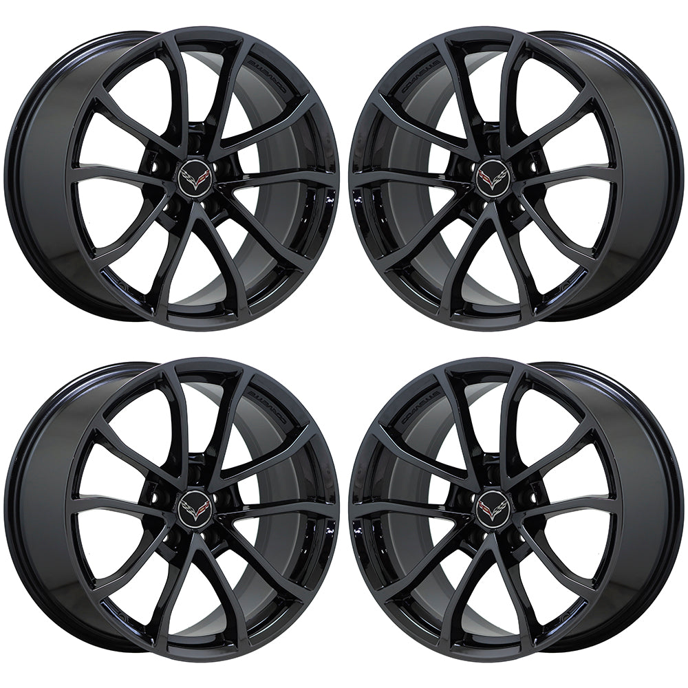 19x10" 20x12" Corvette GS C7 Black Chrome wheels rims Factory OEM GM 5542 5543