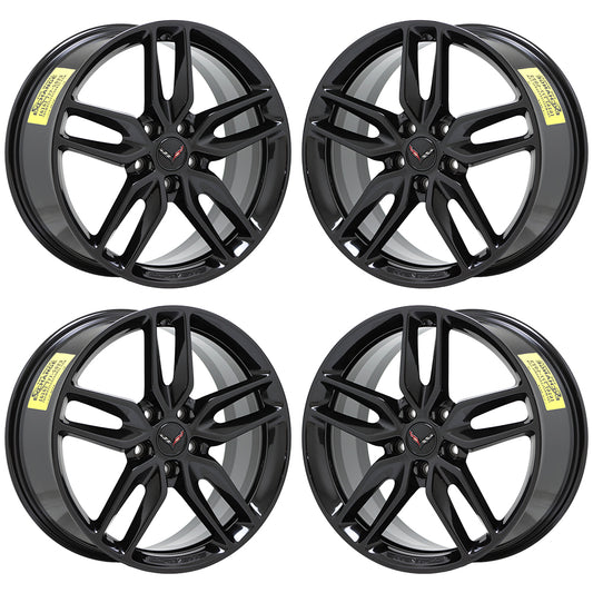 19x8.5" 20x10" Corvette C7 Z51 Gloss Black wheels rims Factory OEM set 5635 5641