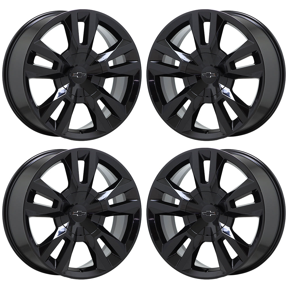 22" Silverado 1500 Suburban Tahoe Gloss Black wheels rims OEM set 5620 EXCHANGE