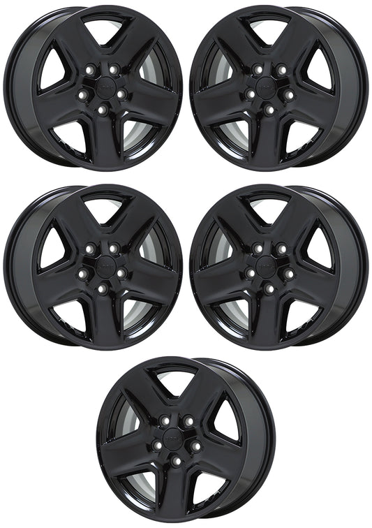 17" Jeep Wrangler Gladiator Gloss Black wheels rims Factory OEM set 5 9235