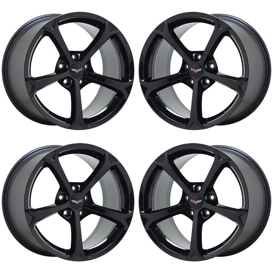 18x9.5" / 19x12" Corvette GS C6 Gloss Black wheels rims OEM 5460 5456 EXCHANGE