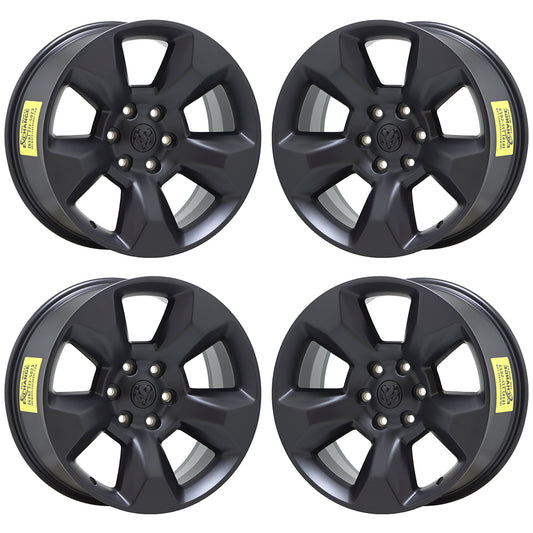 20" Dodge Ram 1500 Truck Satin Black wheels rims Factory OEM 2019-2024 set 2675