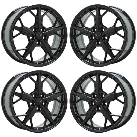 19x8.5 20x11 Corvette C8 Trident Gloss Black wheels Factory OEM GM 14011 14012