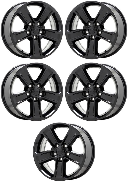 18" Jeep Wrangler Gladiator Gloss Black wheels Factory OEM set 5 9221 EXCHANGE