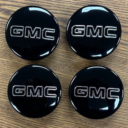 3 1/4" GMC Canyon, Sierra 1500, Yukon Black Center Cap #84388431 set