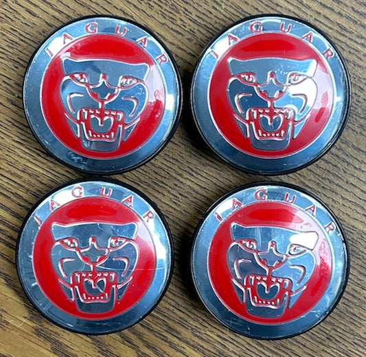 2 1/4" Jaguar F Type, XF Type, XJ, XK Red Center Cap #C2D47107 set