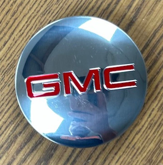 3 1/4" GMC Sierra 1500, Yukon Center Cap High-Polish w/Red GMC #22837060 single