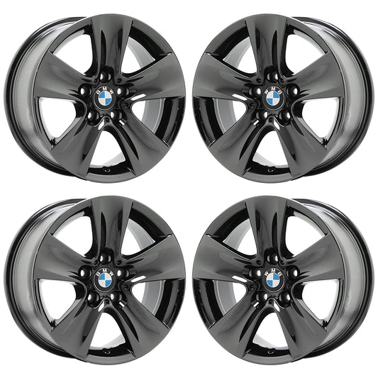 17" BMW 528 535 550 640 650 Black Chrome wheels rims OEM set 71402 EXCHANGE
