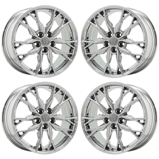 19" 20" Corvette C8 Bright Chrome wheels rims Factory OEM set 8057 8058 EXCHANGE