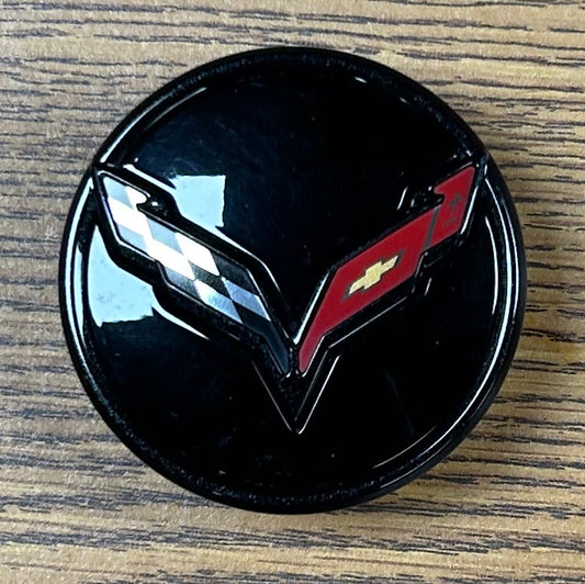 2 5/8" Chevrolet Corvette Black Center Cap #23217059 single
