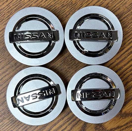 2 1/8" Nissan 350Z, 370Z, Altima GT-R, LEAF Silver Center Cap 40342AU511 set
