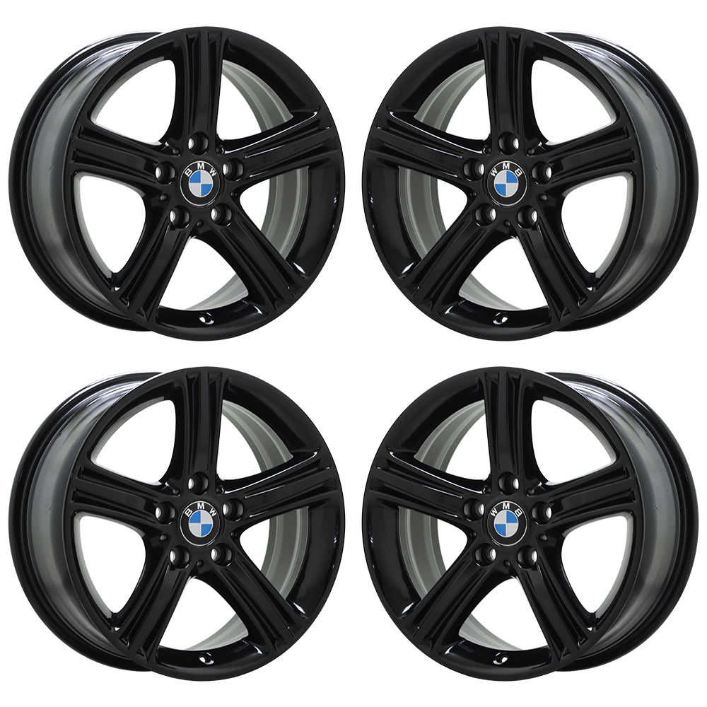 17" BMW 320 328 330 335 340 428 430 Black wheels rims OEM set 71535 EXCHANGE