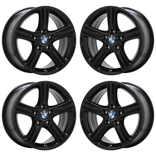 17" BMW 320 328 330 335 340 428 430 Black wheels rims OEM set 71535 EXCHANGE