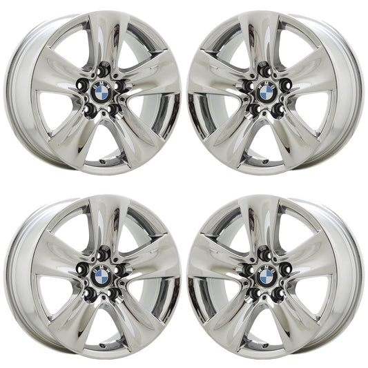 17" BMW 528 535 550 640 650 Bright Chrome wheels rims OEM set 71402 EXCHANGE
