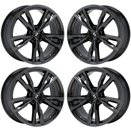 22" BMW X5 X6 series Black Chrome wheels rims OEM set 86470 86473