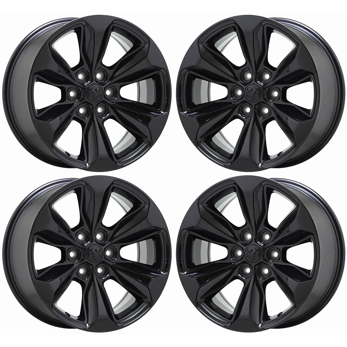 20" Dodge Ram 1500 Gloss Black Wheels Rims Factory OEM Set 2681 2724