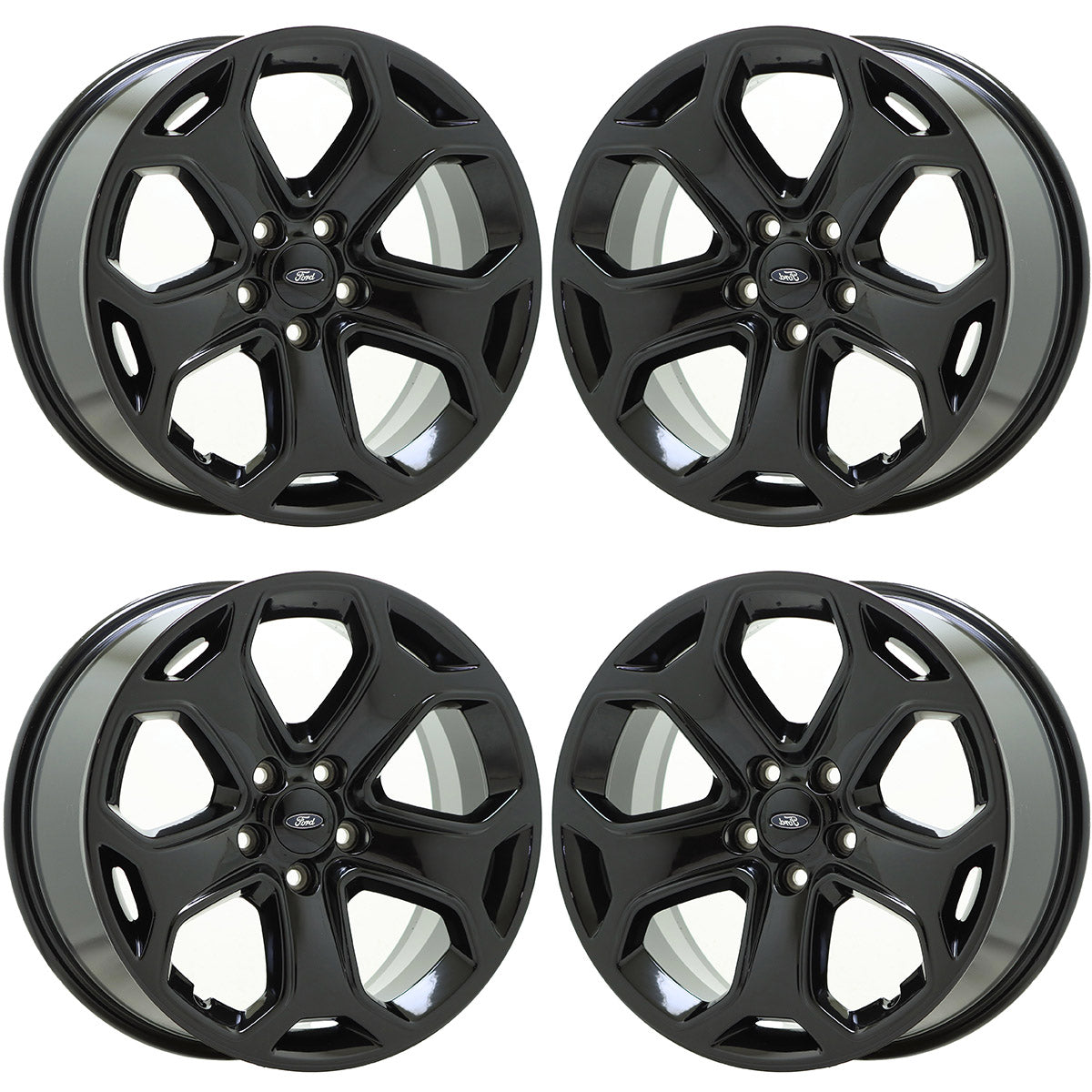 18" Ford Edge Gloss Black Wheels Rims Factory OEM 2011-2019 Set 3848