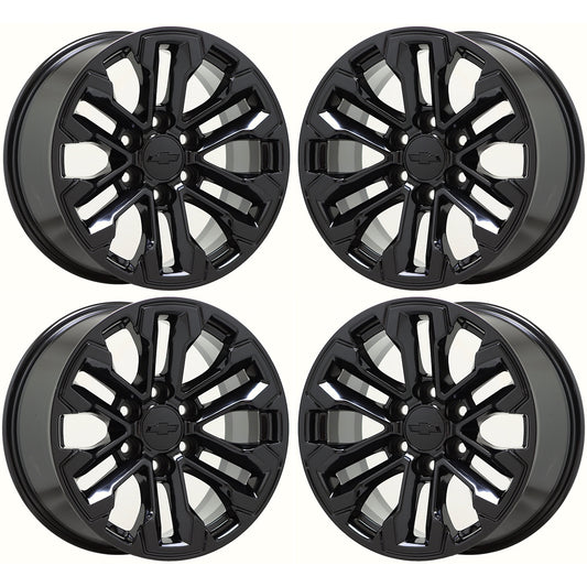 18" GMC Sierra Silverado 1500 Truck Gloss Black wheels rims OEM set 5905