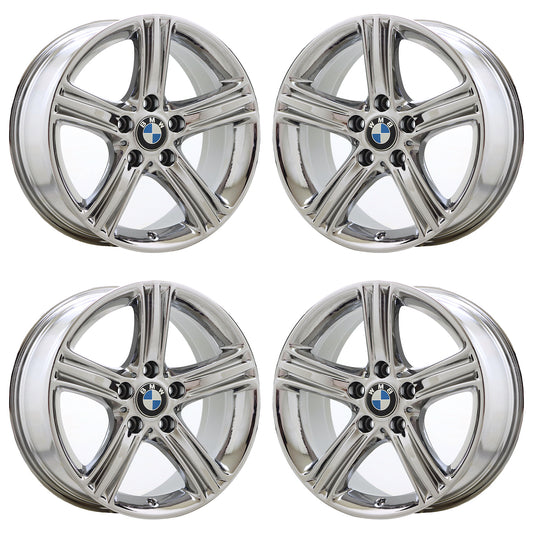17" BMW 320 328 330 335 428 430 Bright Chrome wheels rims OEM set 71535 EXCHANGE