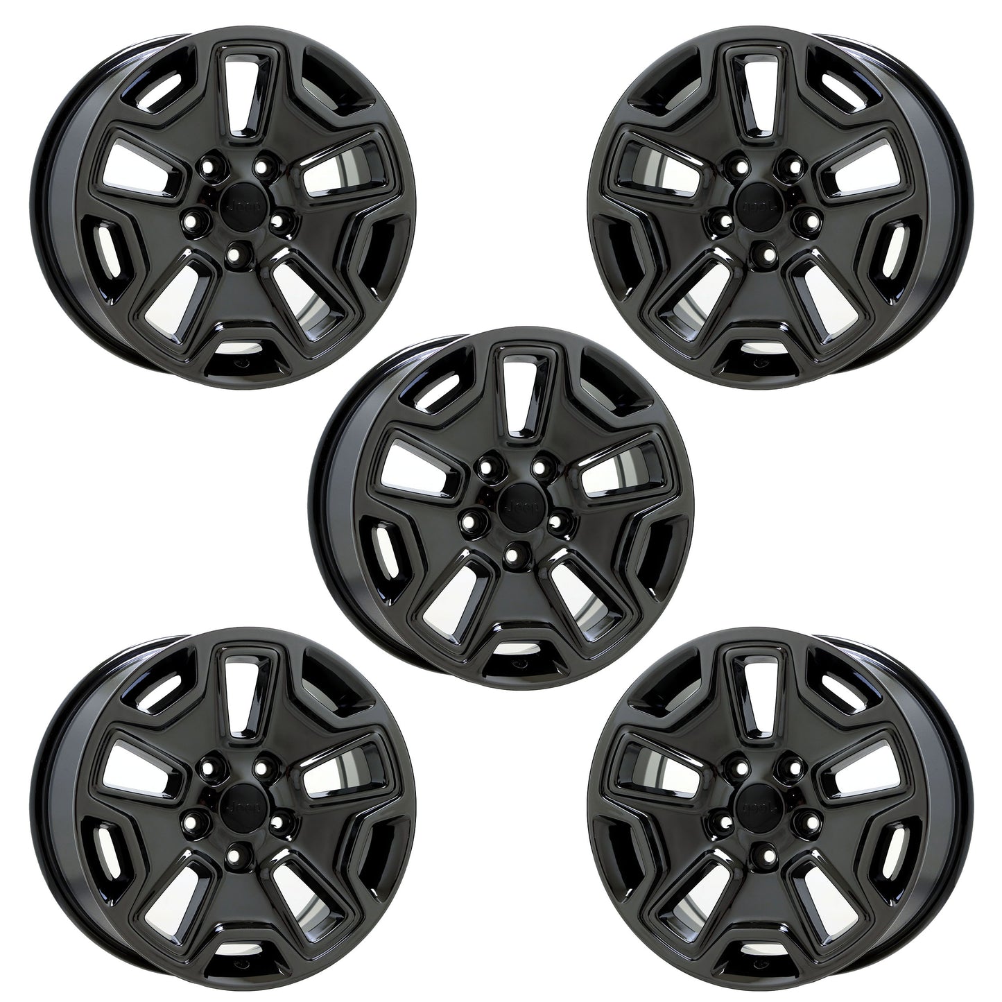 17" Jeep Wrangler Black Chrome wheels rims Factory OEM set5 9118