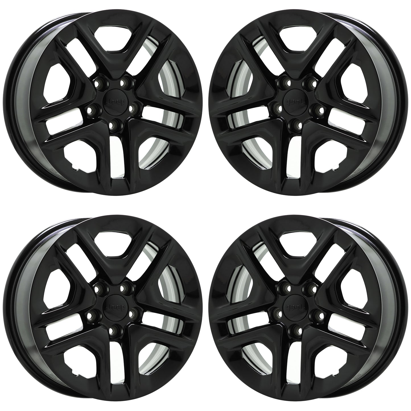 16" Jeep Compass Renegade Gloss Black wheels rims Factory OEM set 9185