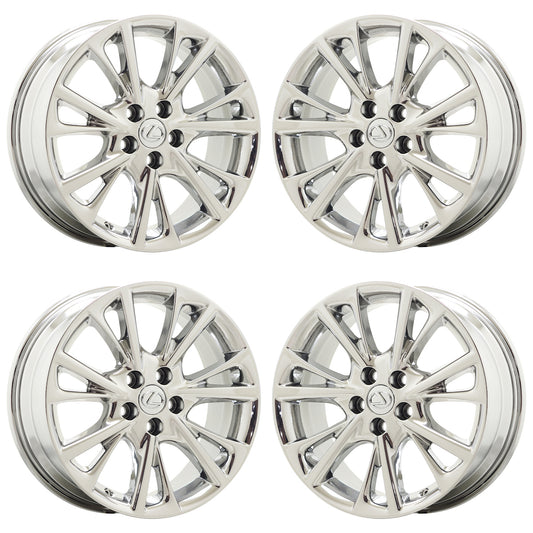 18" Lexus HS250h Bright Chrome wheels rims Factory OEM set 74232