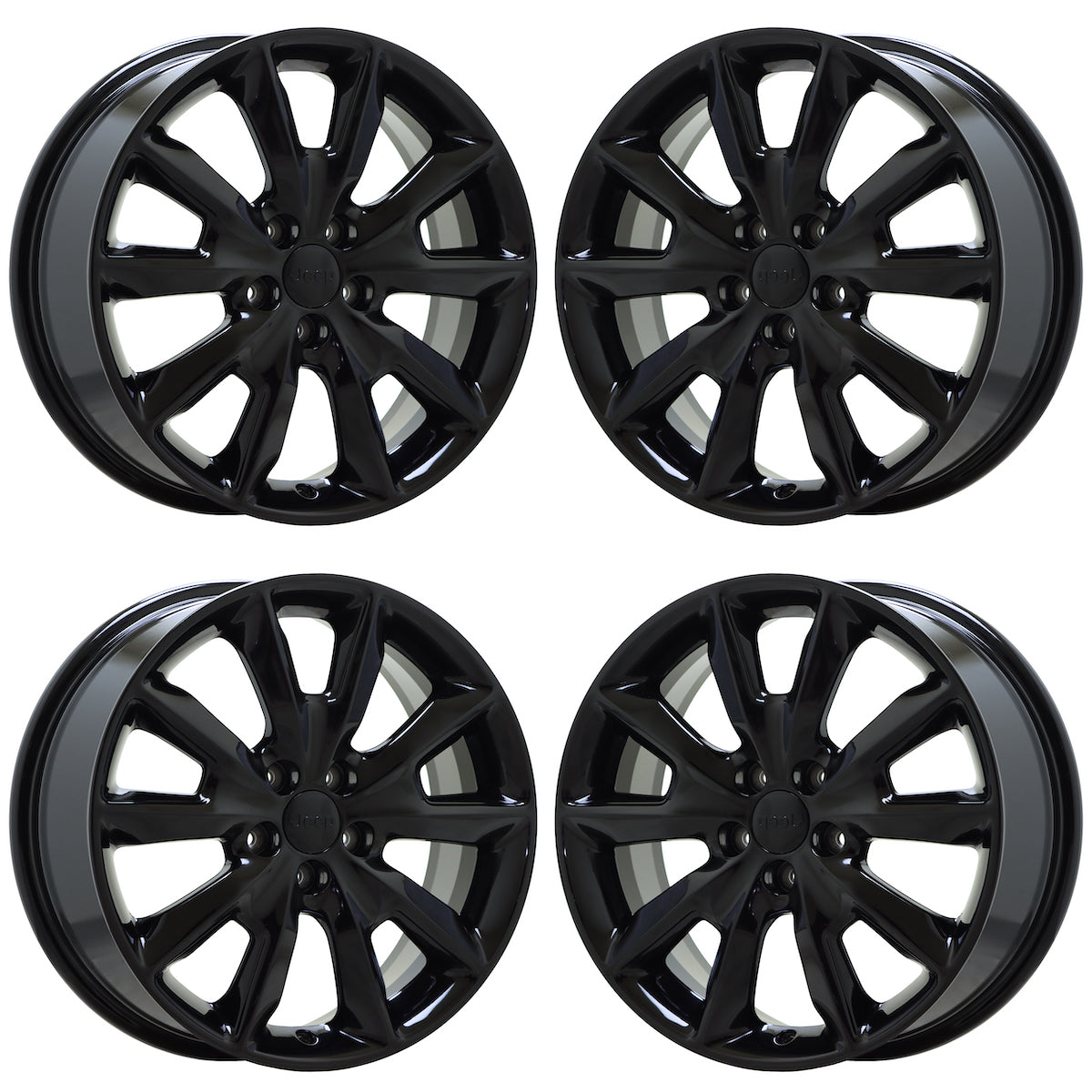 18" Jeep Cherokee Gloss Black wheels rims Factory OEM set 9132