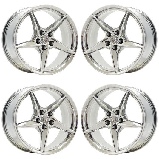 20" 21" Corvette C8 Z06 E-Ray Bright Chrome wheels rims Factory OEM Set EXCHANGE