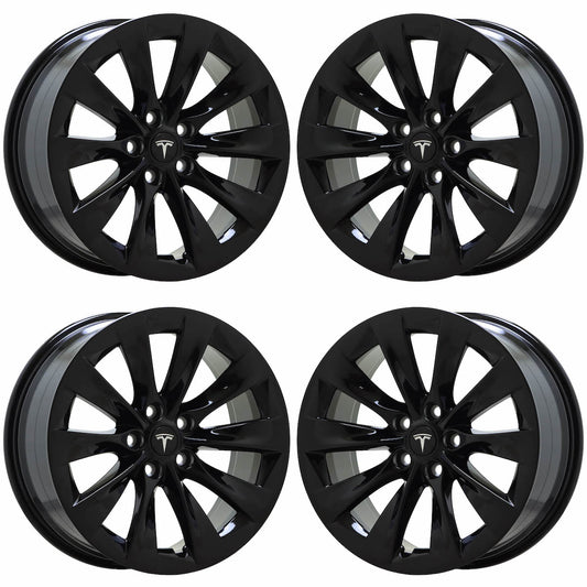 19" Tesla Model S Gloss Black wheels rims Factory OEM set 97755 EXCHANGE