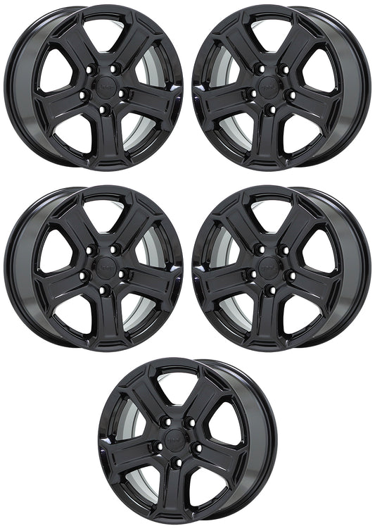 17" Jeep Wrangler Gladiator Gloss Black wheels rims Factory OEM 9216 set 5