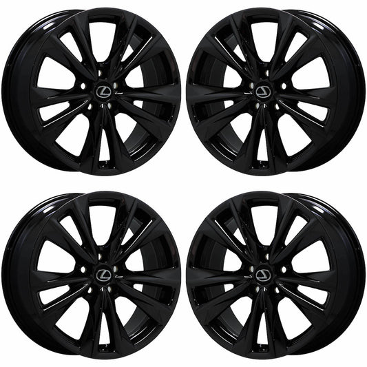 19" Lexus ES350 Gloss Black wheels rims Factory OEM set 74377 EXCHANGE