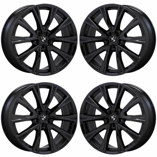 22" BMW X7 Gloss Black wheels rims Factory OEM set 86534 86539 G07 STYLE 758