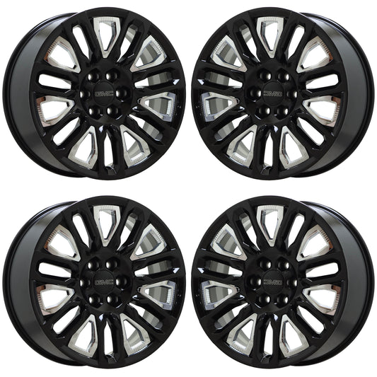 22" GMC Sierra 1500 Gloss Black wheels rims Factory OEM set 95486 EXCHANGE