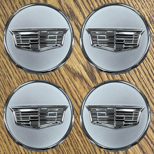 2 5/8" Cadillac Lyriq, XT4 OEM Silver Center Cap #84638166 set